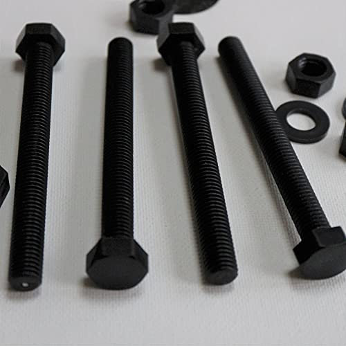 10x Tornillo de cabeza Hexagonal Polipropileno Negros (PP), Pernos Tornillos y Tuercas de Plástico, M8 x 100mm, arandelas