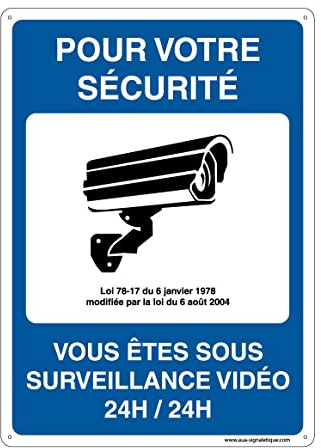 AUA SIGNALETIQUE - Panneau Prépercé (4 Trous) avec Angles arrondis - (350x490 mm, Vous êtes sous vidéo)