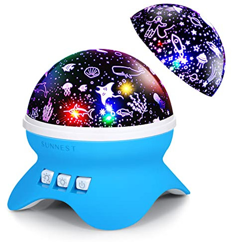 SUNNEST Baby Night Light Kids Projector, Starry Sky Lights Lamp - 360 Degree Rotating Space and Ocean Themes with 8 Lighting Modes, Perfect Star Projector Gift for Boys and Girls