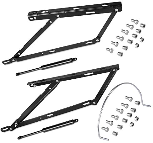 EMUCA Juego de mecanismos elevables para Cama canapé, Sistema Frontal 135 cm, Pintado Negro, Acero