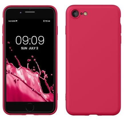 kwmobile Handyhülle für iPhone SE 2022 Hülle/iPhone SE 2020 / iPhone 8 / iPhone 7, für iPhone SE Hülle - Schutzhülle für kabelloses Laden - Case in Awesome Pink