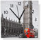 Wallario Design Wanduhr London Red Bus aus Aluverbund, Alu-Uhr Größe 30 x 30 cm, Schwarze Zeiger mit Metalloptik