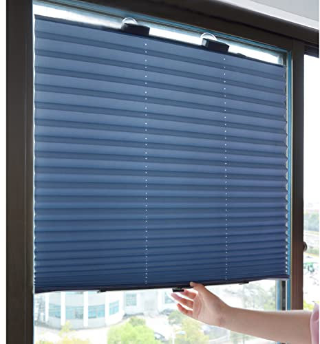 Suction Cup Roller Blind,Sun Protection Blackout Pleated Roller Blind for Window,Privacy Screen,Retractable Balcony Car Office Sun Shade Thermal Curtain Door Drape,No Drilling (W80xL185cm/32x73in)