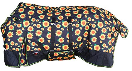 CHALLENGER Wasserdichte Winter-Pferdedecke, 1200D, Ripstop, Sonnenblume, 80 (208,3 cm), Wasserdicht, Einfarbig, Blumig, Rundhalsausschnitt, 450 kg+ Empfohlen