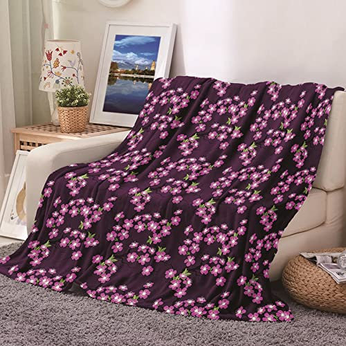 Daesar Kuscheldecke Winter,Wohndecke Flauschig 80X120 Rosa Blumen Gemustert Winterdecke Fleece Decke Warm
