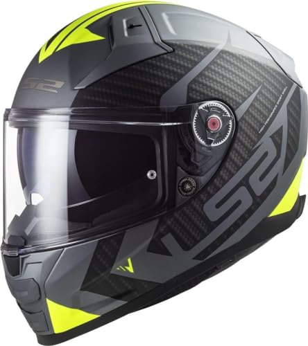 LS2, Integraler Motorradhelm Vector II Splitter Matt Titanium H-V Yellow, 4XL