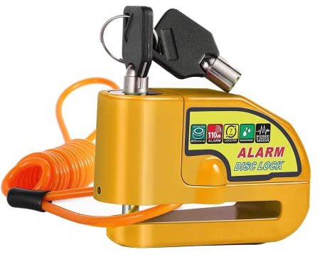 zalati Allarme Disco Freno Blocco 110dB Impermeabile con 1m Reminder Cable e Borsa per Anti-Theft Sicurezza Moto Moto Scooter