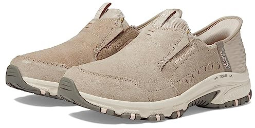 Skechers Femme Hillcrest Sunapee, Taupe Suede/Lycra/Light Pink Trim, 38.5 EU