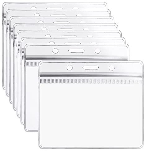 Lot de 50 badges en plastique Porte-cartes d'identité étiquettes de protection transparent pour Carte d'identité, Carte de Bus, Carte D'étudiant, Carte de Visite