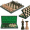 Handgefertigt Schachbrett Holz Klappbar | Master of Chess Schachspiel Holz Grüne | Chess Set 42cm | Klassisches Familienschach - Schachbrett mit Figuren
