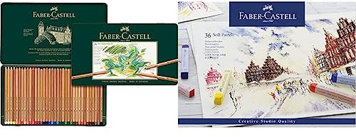 Faber-Castell 112136 - Farbstifte Pitt Pastellstifte, 36 Künstlerfarbstifte im Metalletui, verwischbare Farben & 128336 - Softpastellkreide STUDIO QUALITY, 36er Etui
