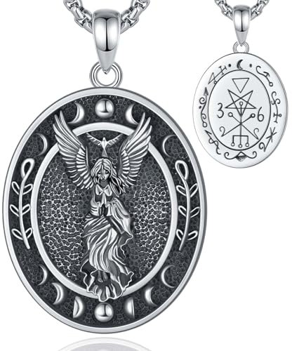 INFUSEU Lilith Kette, Siegel Der Lilith 925 Sterling Silber Zeichen Pagan Schmuck Amulett Schild Hexe Anhänger Schutz Rune Wiccan Schmuck für Frauen