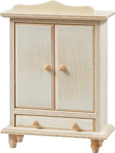 Hobbyfun Miniatur Kleiderschrank 1:12 Scale Beige Holz Traditionell/Rustikal