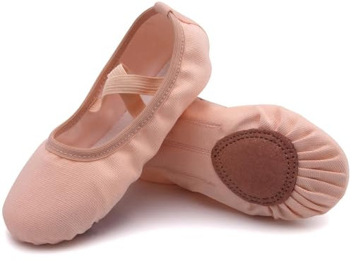 Uniuni Ballettschuhe Damen Ballettschläppchen Mädchen Ballett Schläppchen Kinder Leinen Tanzschuhe Geteilte Ledersohle Beige 41