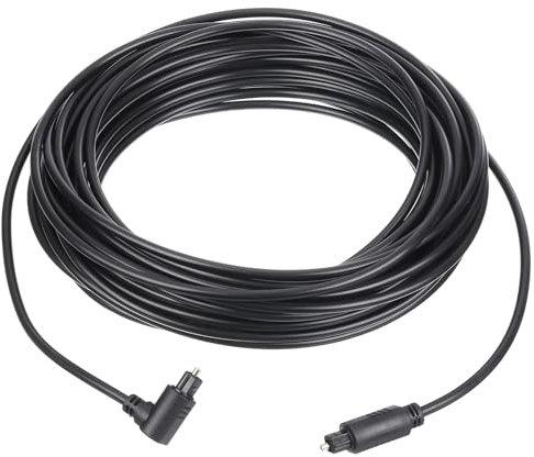 sourcing map Fiber Optic Audio Cable 90 Degree Digital Audio Optic Cable 49.2FT Long TOS Optical Link Cable PVC Plastic Connector for TV DVD Amplifier Stereo Black
