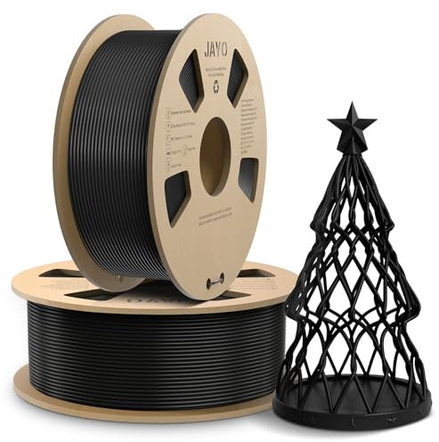 JAYO AntiString PLA Filament 1.75mm, APLA 3D Drucker Filament für Schnelles Drucken, Weniger Fädenziehen, PLA 1.75mm Maßgenauigkeit +/- 0.02mm, 1.1KG Spule, 2 Pack, Total 2.2KG, Schwarz+Schwarz