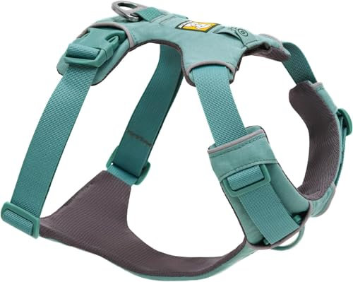 Ruffwear Front Range Hundegeschirr, reflektierendes Y-Geschirr, verstellbares, bequem gepolstertes Alltagsgeschirr für Spaziergänge und Hunderennen, 2 Leinenbefestigungen, River Rock Green XXS