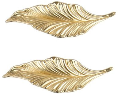 2 Stück Schubladengriff Zinklegierung Profilgriff Form des Blattes Knöpfe Schrankgriffe Türklinken Blattform Türgriff für Kleiderschrank,Garderobe (Gold,right)