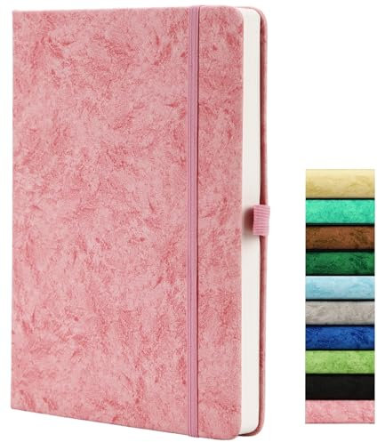 Beinushor Dotted Journal, A5 Bullet Dotted Journal mit 120GSM Papier, 164 Seiten Dotted Notebook und Stiftschleife, Innentasche, Elastisch Banded, Rosa