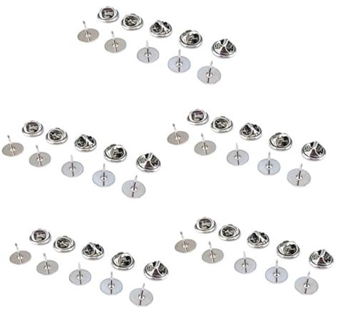 Lurrose 250stücke Clutch Tie Tacks Blank Mit Butterfly Clutch Backings Für Anstecker Namensschilder Und -bastelprojekte Silber Nickelbasis Ersatz Für Verlorene Verschlüsse