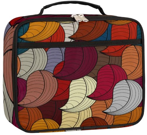 GeMeFv Lonchera aislada con diseño de hojas abstractas, diseño vintage, lonchera térmica para viajes, pícnic, trabajo