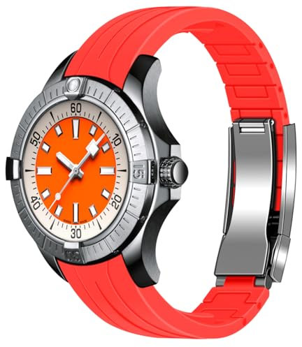 Kai Tian 22mm Gummi gebogenes Ende Silikon Uhrenarmband, verjüngtes Kautschuk gebogenes Ersatz Uhrenarmband mit klassischer Tauchschnalle für Männer Frauen