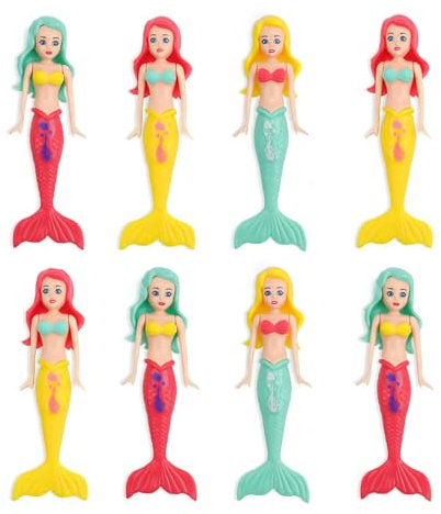 KINHARD Juguetes Buceo Sirena Juguetes Piscina, 8 Piezas Juguetes Buceo Piscina, Adecuado para Jugar la Piscina la Playa