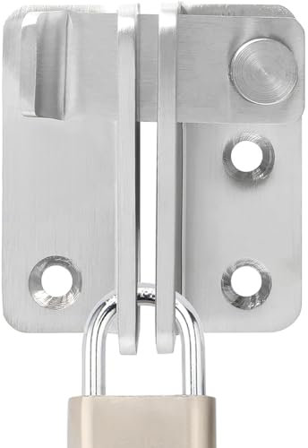 Litensh Shed Lock Flip Door Bolt Lock Gate Latch Lock Padlock Hasp for Wooden Cupboard Pet Cage Barn Cabinet Garden Bathroom Sliding Door (Silver, Right Open L)