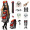 Cdithy Halloween Tag der Toten Kostüm Haarreif Gothic Schmuck für Erwachsene Damen, 10 in 1 Halloween Dia De Los Muertos Accessoire mit Kleid Haarschmuck Tattoo Strumpfhose Ohrringe Handschuhe Kette