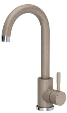 QUADRON Küchenarmatur KATE SteelQ Mischbatterie 360°, Farbe: Beige, Höhe: 22,3 cm QFix-Funktion, Drehung- Wasserhahn für Küche aus Edelstahl, Kopfteil: Keramik, Armatur Küchenspüle