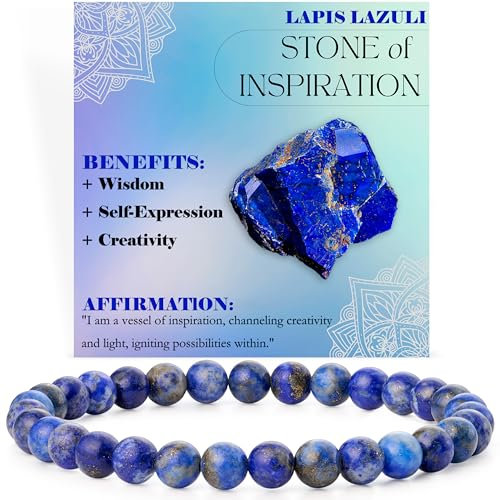 Bivei Perlenarmband für Frauen 6mm Stein elastischen Schmuck Geschenke(Lapislazuli - Inspiration)