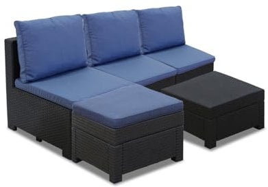 Keter Loungemöbel Set Provence | Kombinationen inkl. Ecke und Kaffeetisch | Kissen in Blau