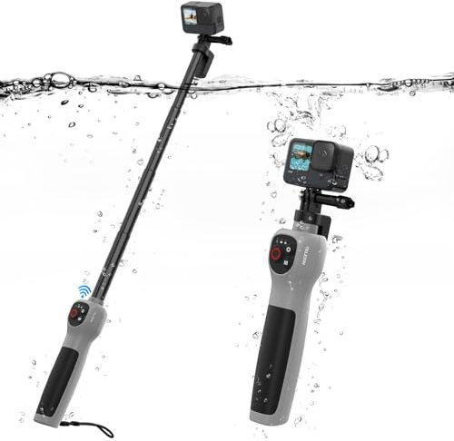 AFAITH Selfie Stick subacqueo con telecomando Bluetooth, impermeabile, retrattile, selfie stick con grilletto per Go pro Hero 13 12 11 10 9 8 Action Camera per surf, snorkeling e immersioni (grigio)