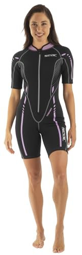 SEAC Trendy Lady, einteiliger kurzer Neoprenshorty aus 2,5 mm Neopren mit Reißverschluss vorne, zum Schnorcheln, Surfen und Wassersport in gemäßigten Gewässern für Erwachsene und Kinder, XL