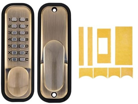 EAI Digital Code Door Lock with Intumescent Kit | Antique Brass Fire Rated Push Button Mechanical Digital Codelock with Hold Back Function | for Internal & External Use