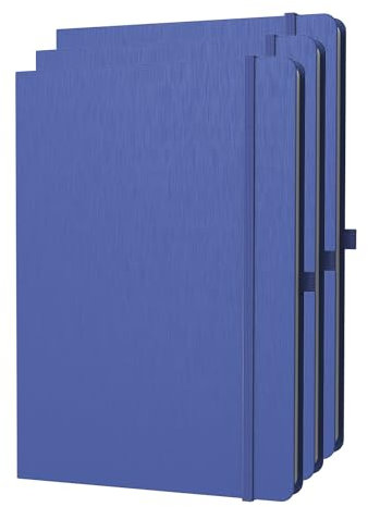 ONAVIA A4 Liniert Notizbuch, Notebook Hardcover, 80 Blätter (160 Seiten) 80 g/m², 7mm Linienabstand für zu Hause, Schule und Arbeit, Blau (3 Stücke)