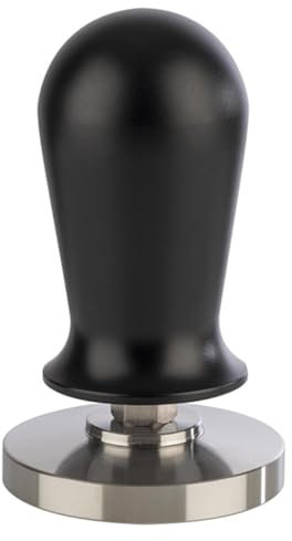 APS 10380 Espresso Tamper Ø 58 mm, H: 10 cm, Edelstahl, Aluminium, ca. 350 g, Silber/schwarz, Gruff mit Druckregulierung
