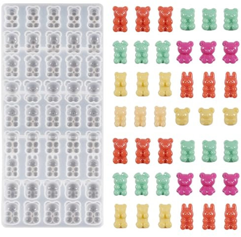 Bekecidi Stampi in resina epossidica per portachiavi, stampi in silicone a forma di orso, per colata in resina, stampo per portachiavi in silicone a forma di orsetto gommoso, per gioielli, portachiavi