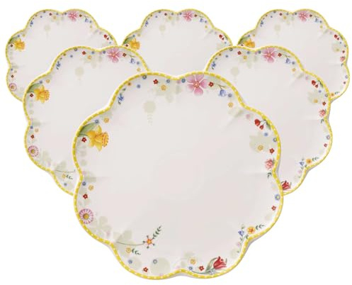Villeroy & Boch Spring Awakening Speiseteller 6er Set, 27 cm, Porzellan, Weiß/Bunt