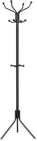 eSituro Garderobenständer, Kleiderständer stabil, Jackenständer, Taschenbaum mit 12 Haken, Garderobenständer Metall, für Wohnzimmer Büro Schlafzimmer, 45 x 173 x 40 cm, Schwarz