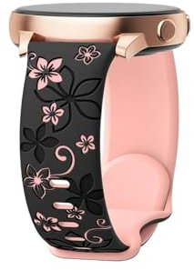 Cinturino for orologi in silicone bicolore con incisione, larghezza 20mm Adatto for Samsung Galaxy Watch 6 5 4 Active 2(Black with pink)