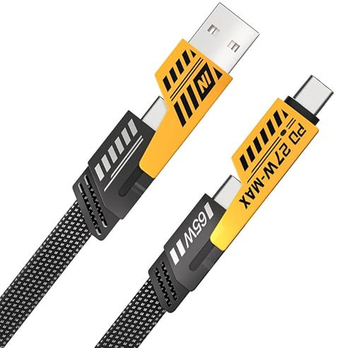 4 in 1 Multi Charging Cable, Dual Head Type C Convertible Metal Fast Data Cable, Braided 120CM [65W] 4 in 1 Multiple Fast Charging Carplay Cable Compatible for i-Phone,Android & More (1M)