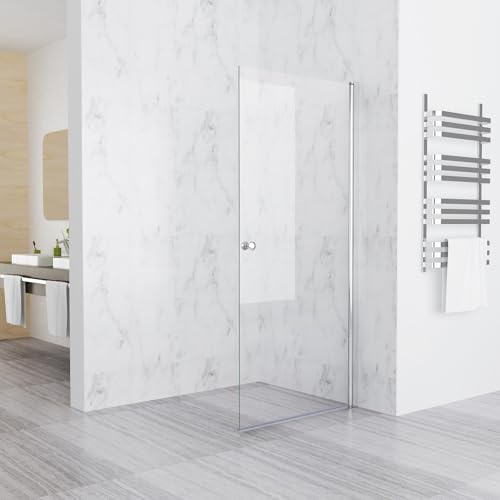 Walk in Duschwand für Dusche 90 x 185 cm Schwingbar Duschabtrennung mit Pendeltür Schwingtür Duschtür Sicherheitsglas Rahmenlos Glas Nischentür Glaswand ohne Duschtasse