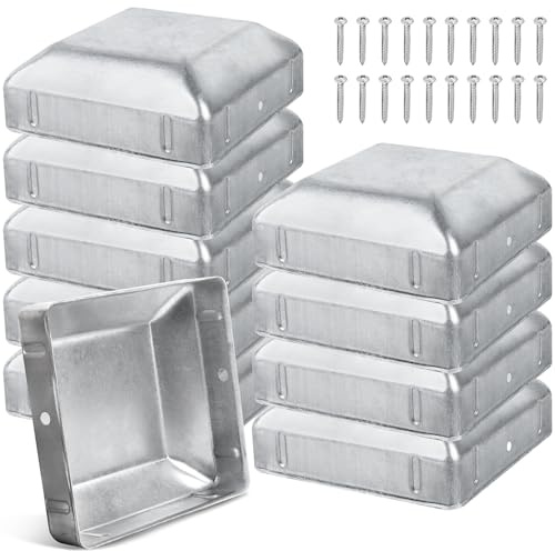 ENUTROF Tapa de Poste Tapas para Postes de Madera 90x90MM de Valla Metal | 10PCS con Tornillos para Proteger (9x9 cm)