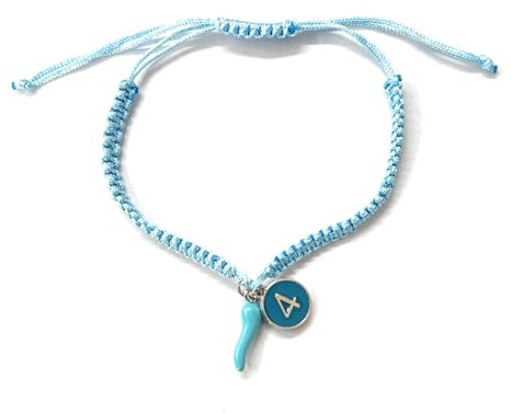 MODA MavillA Braccialetto Intrecciato Azzurro con Ciondolo Napoli Scudetto 4, Stile Sportivo