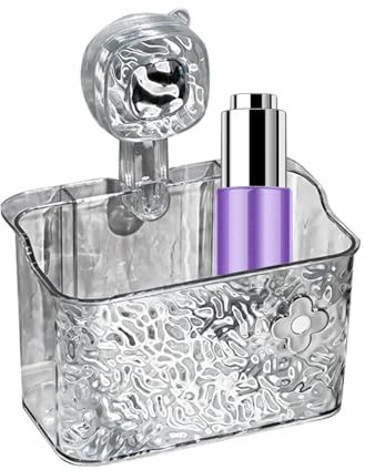Étagère de Douche à Ventouses,Organisateur Salle de Bain à Ventouses - Panier De Bain Murale Avec Trous De Filtre À Eau Support D Angle Ondulé Pour Carrelage Cuisine Chambre Douche Baignoire Évier