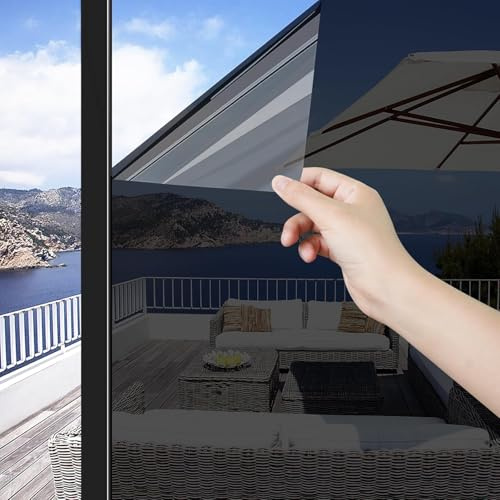 Wärmeschutz Fensterfolie 40x400cm, Sonnenschutz, uv Schutz, sichtschutz | einseitig blickdicht, innen oder außen, selbstklebend, spiegeleffekt, 1-3-fach Verglasung, für Wohnzimmer Büro Dachfenster