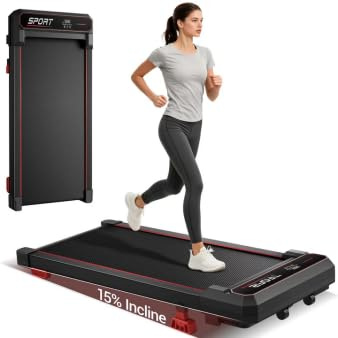 UMAY 15% Tapis Roulant Salvaspazio Elettrico con Inclinazione, Tapis Roulant con Vibrazione 8KM/H, Schermo LED, Telecomando, 3.0 HP Mini Walking Pad, Tapirulan da Casa, Carico Massima 120KG