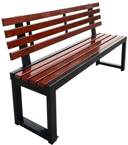 Panca da giardino in legno con struttura in ghisa, capacità di carico 400 kg, perfetta per balcone, terrazza, veranda e pergola, 150 cm