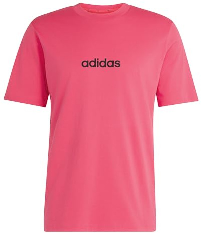 adidas Men's Essentials Linear Single Jersey Shirt, Power Pink/Black, 4XL